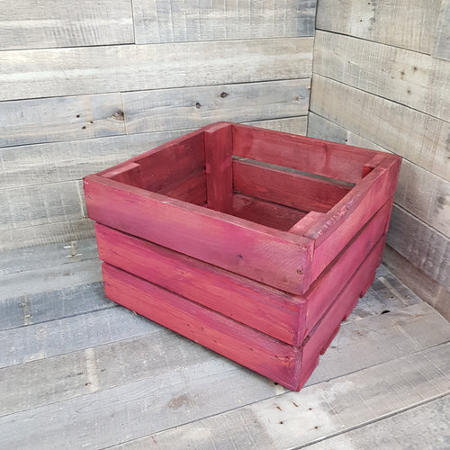 Rustic Stained Red Apple Crate Vintage-Inspired Storage and Decor