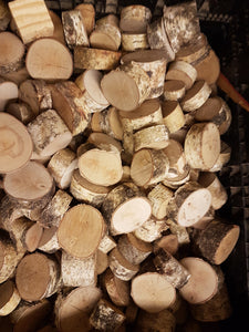 Large Net Bag of Round Log Offcuts - Kiln Dried Birch - Great for various arts and crafts